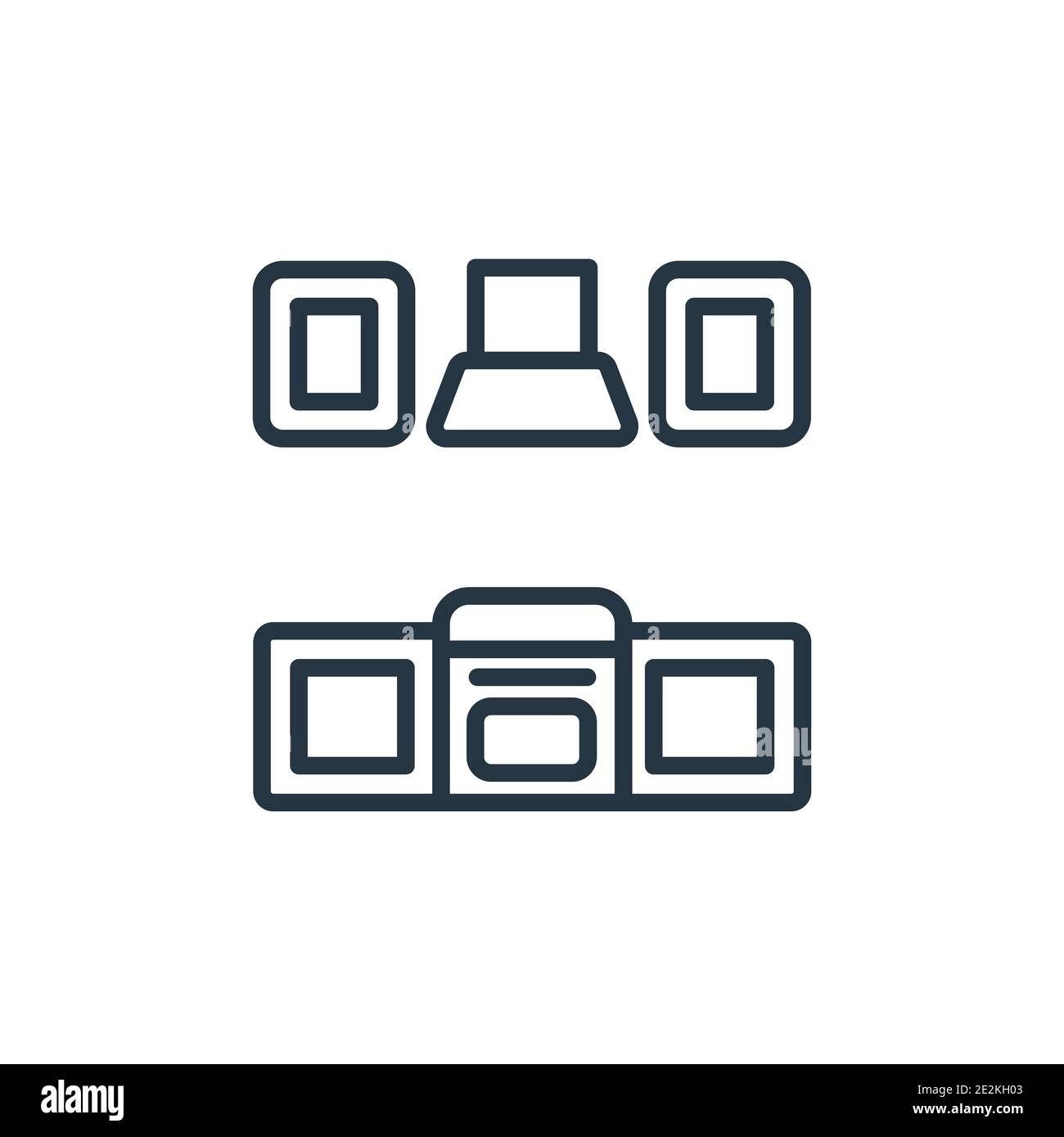 Kitchen furniture outline vector icon. Thin line black kitchen ...