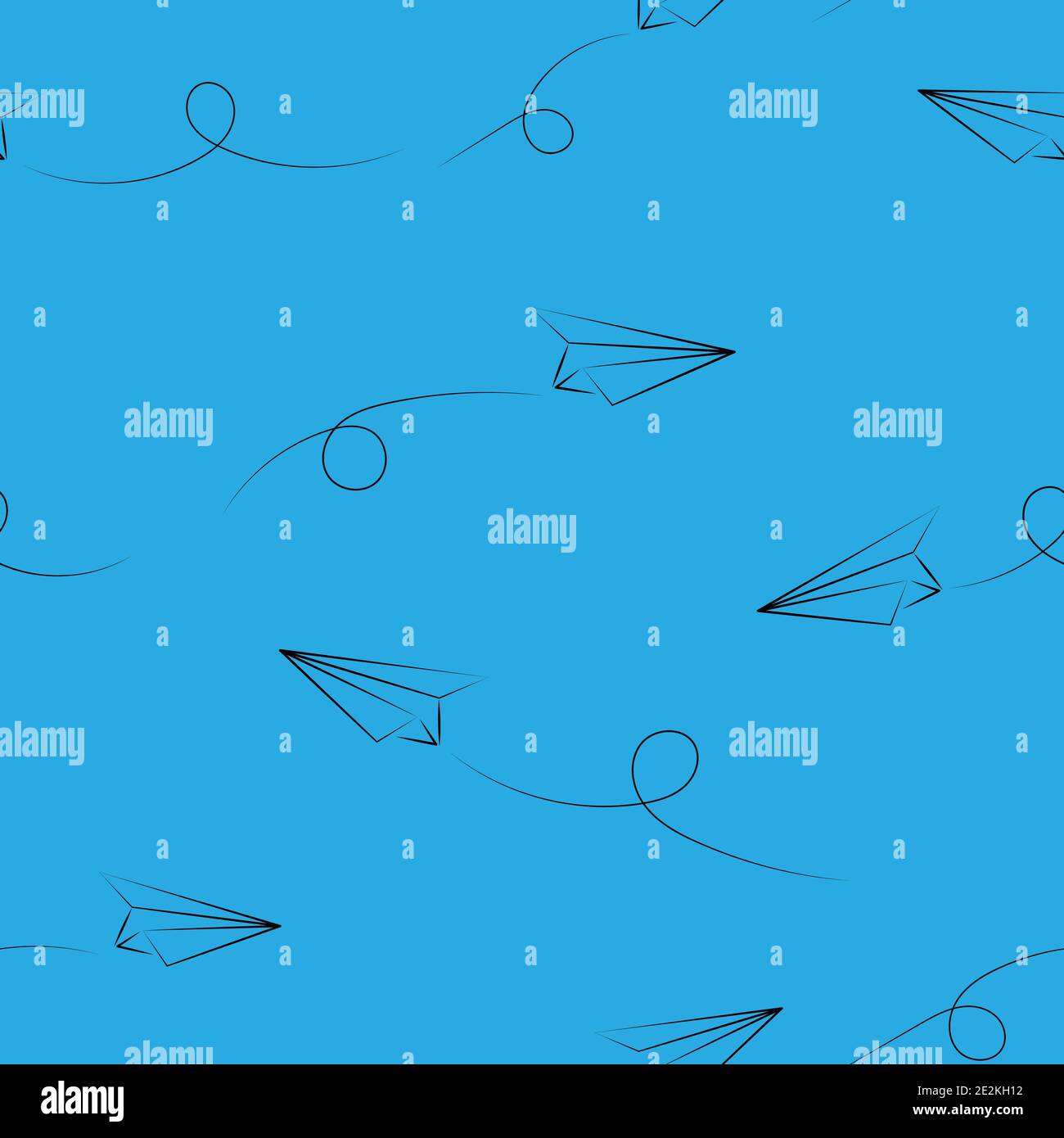 Paper planes flying vector seamless pattern on blue background. Pattern for textile and wrapping paper Stock Vector
