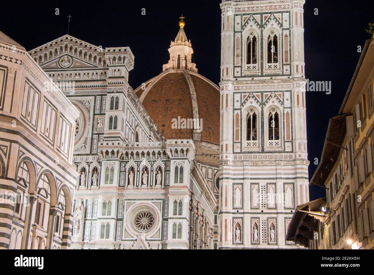 Stunning night time view of the Cathedral of Santa Maria del Fiore in Florence Stock Photo