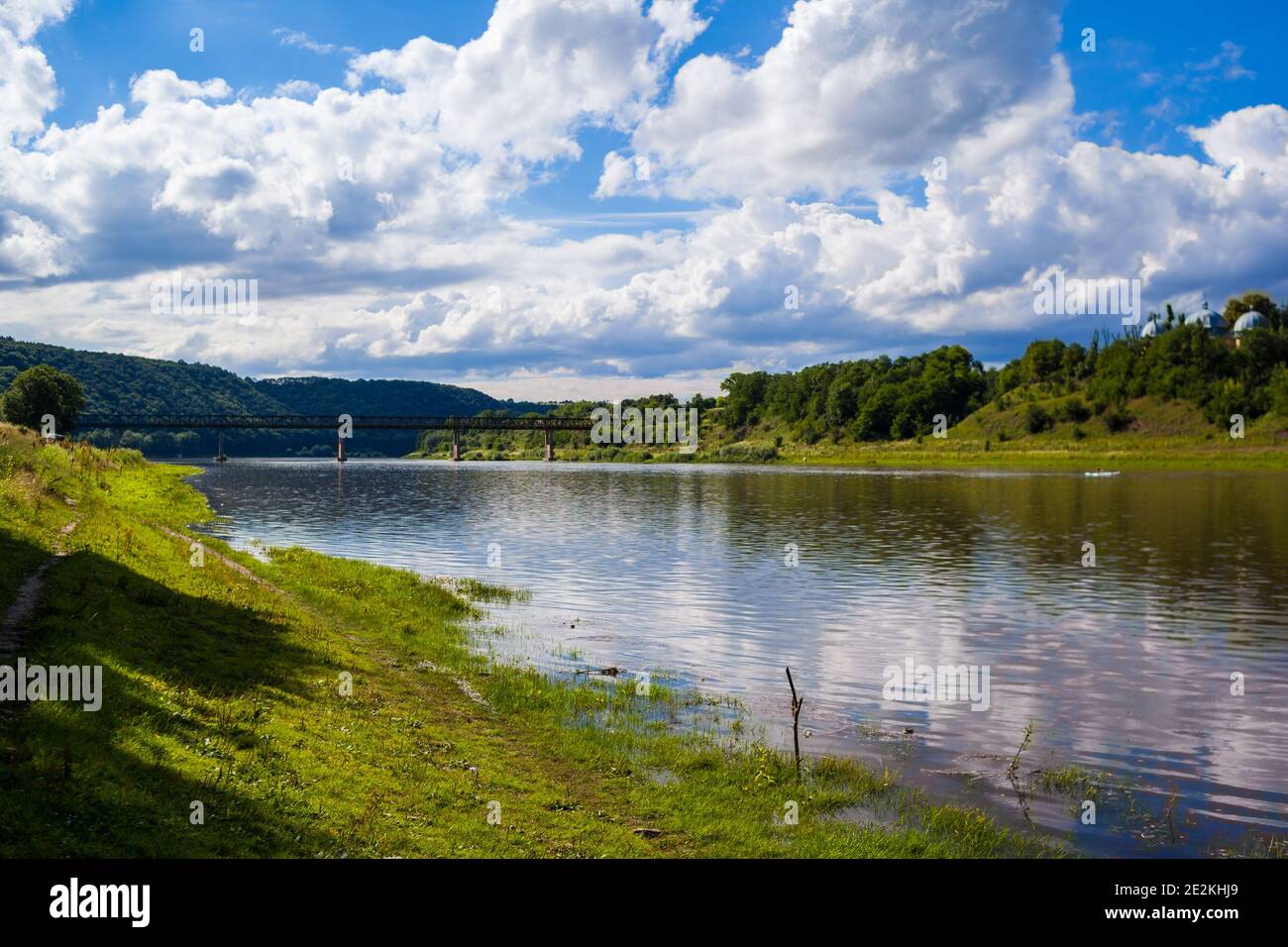 Beautiful view over the river Dniester on a sunny summer's day Stock Photo
