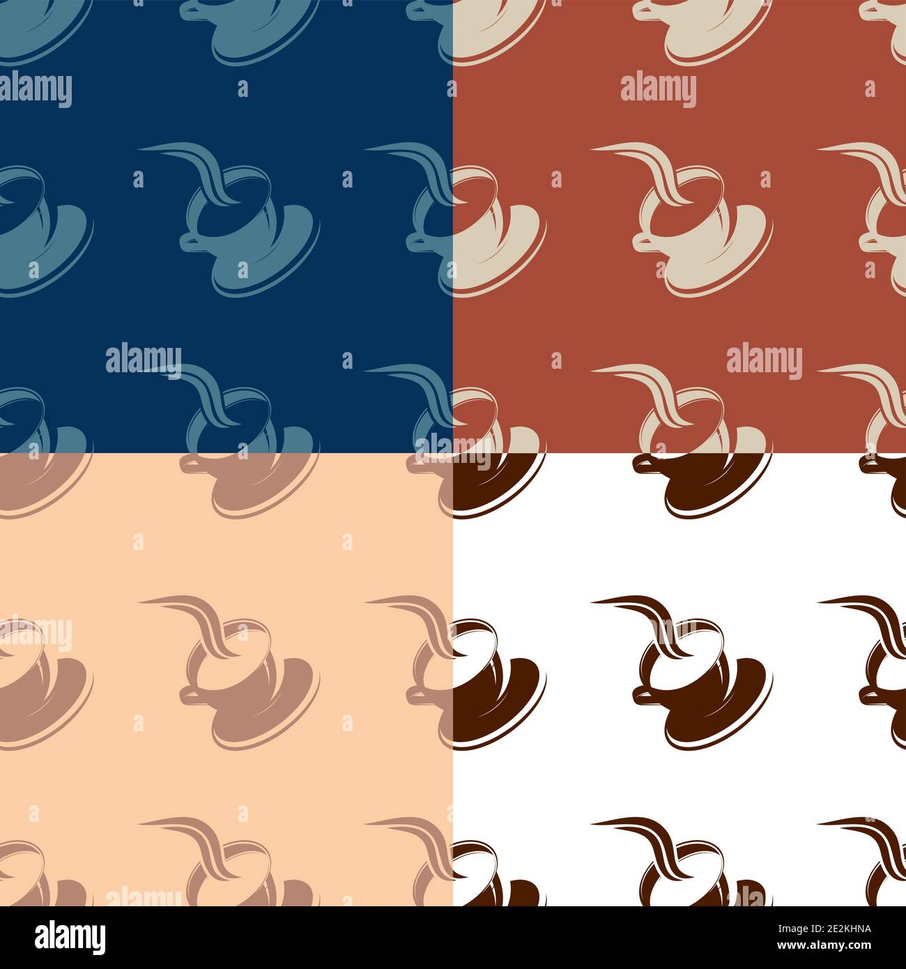 set of seamless patterns with coffee mug icon with drink on white ...