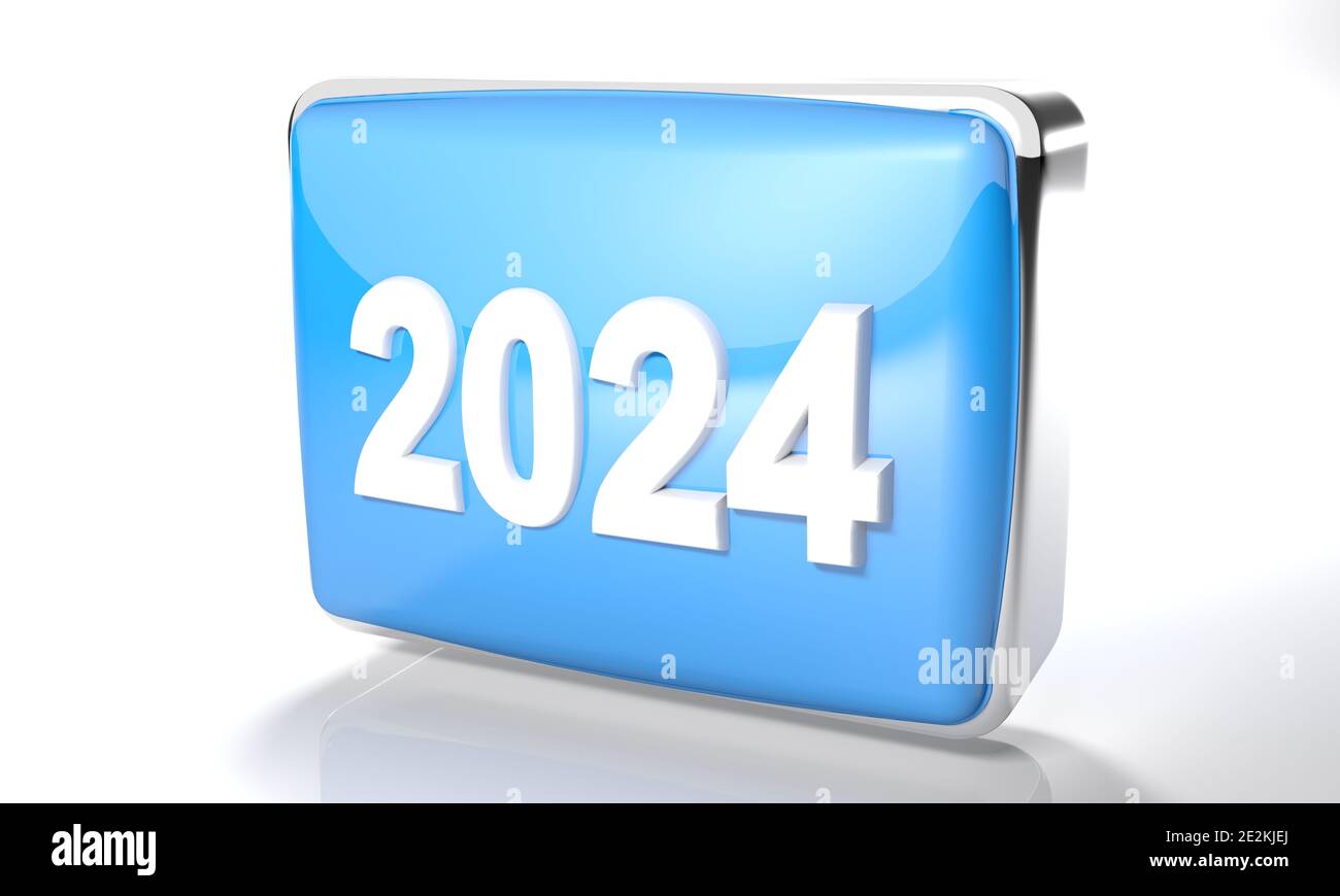 2024 Glossy Blue Box On White Background 3D Rendering Illustration   2024 Glossy Blue Box On White Background 3d Rendering Illustration 2E2KJEJ 