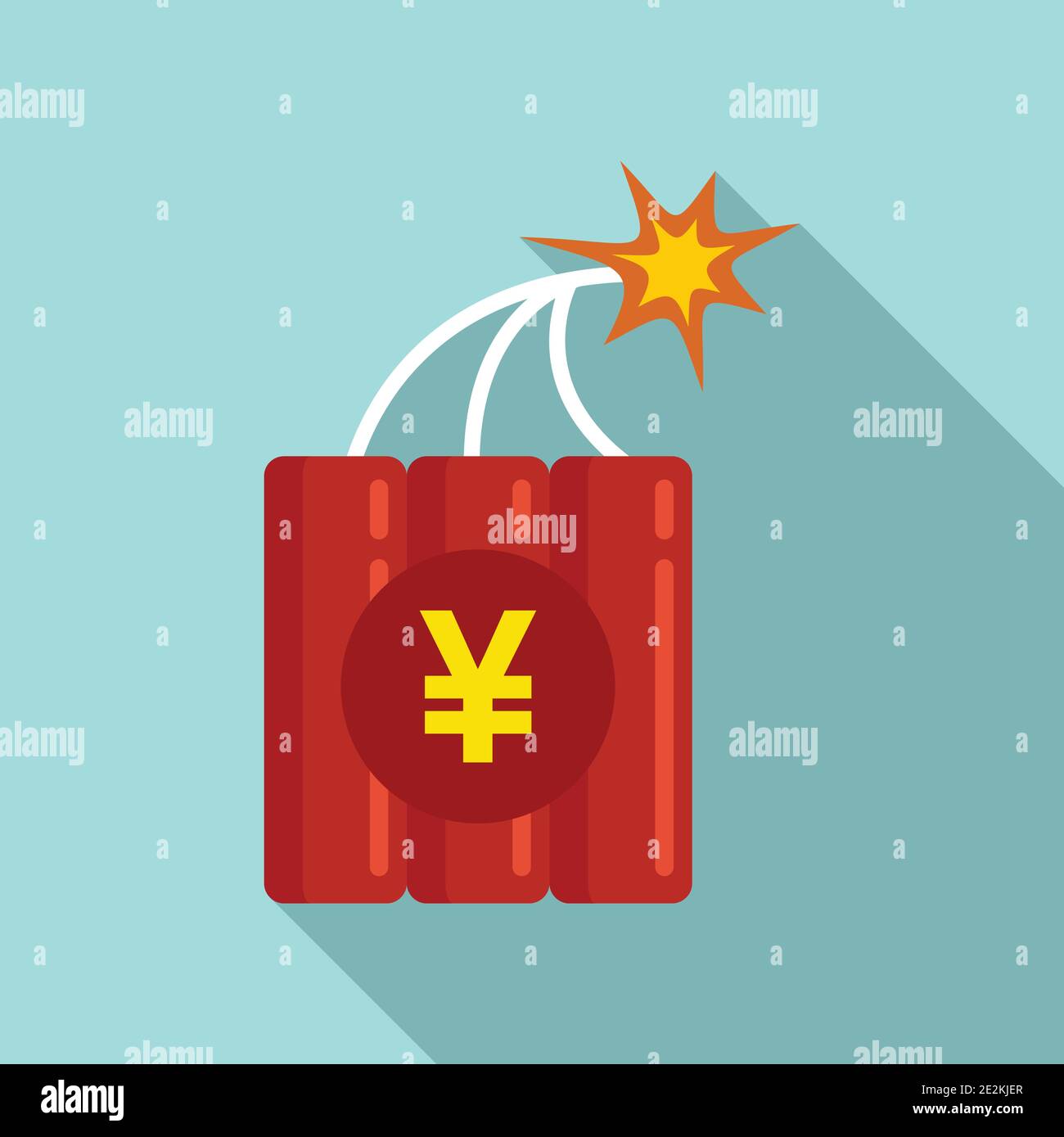 Trade war dynamite icon, flat style Stock Vector
