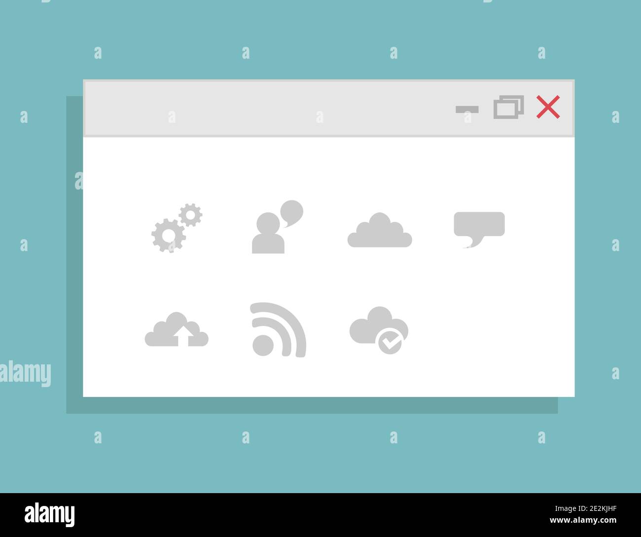 Browser window on blue back ground. Flat style Stock Vector