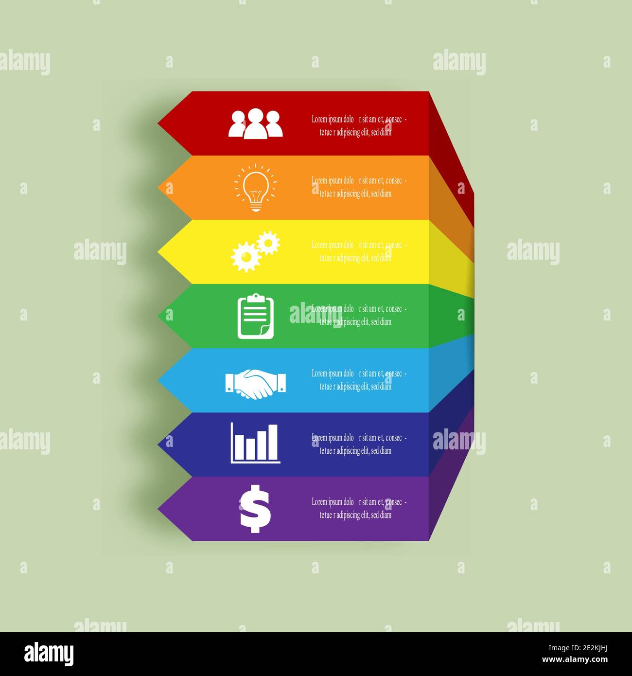 Arrows infographic. Colors of rainbow. Business stairs concept with 7 ...