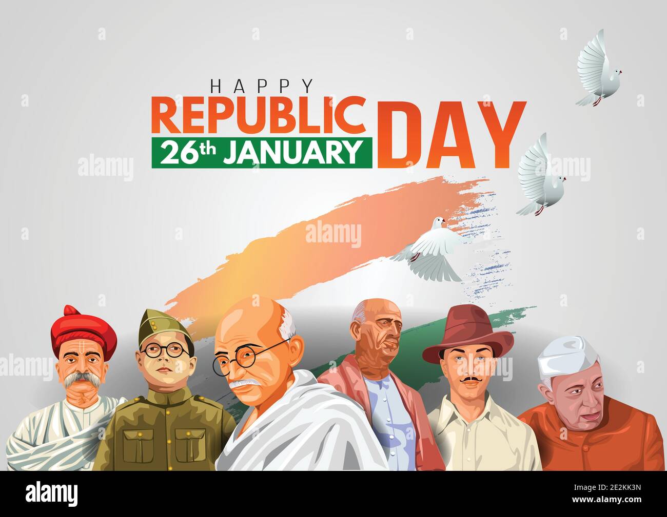 happy republic day India 26th January with Indian freedom fighters ...