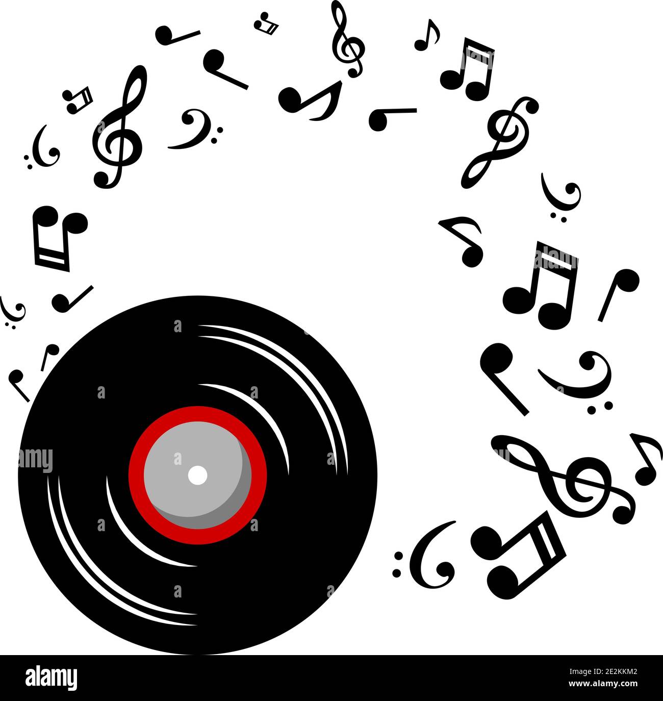 Music notes with music plate on white background. Abstract music Disk background Stock Vector