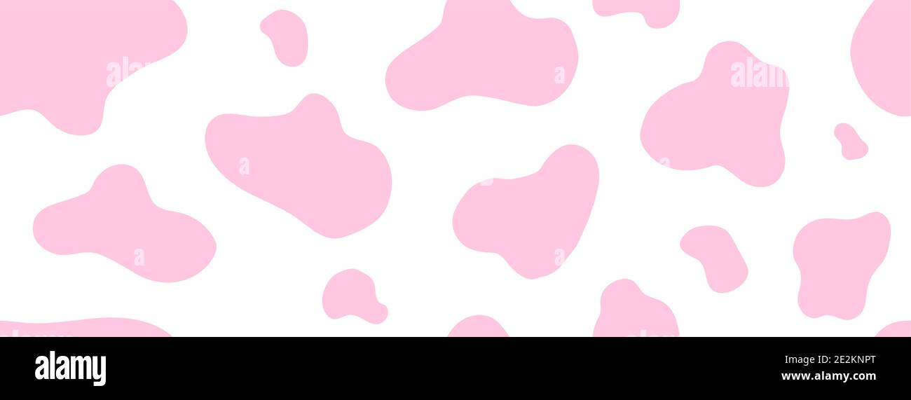 Pink cow seamless pattern. Vector long abstract background with repeated stains on a white background Stock Vector