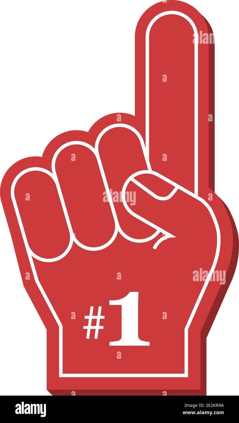 Number 1 fan. Red foam finger, vector illustration Stock Vector