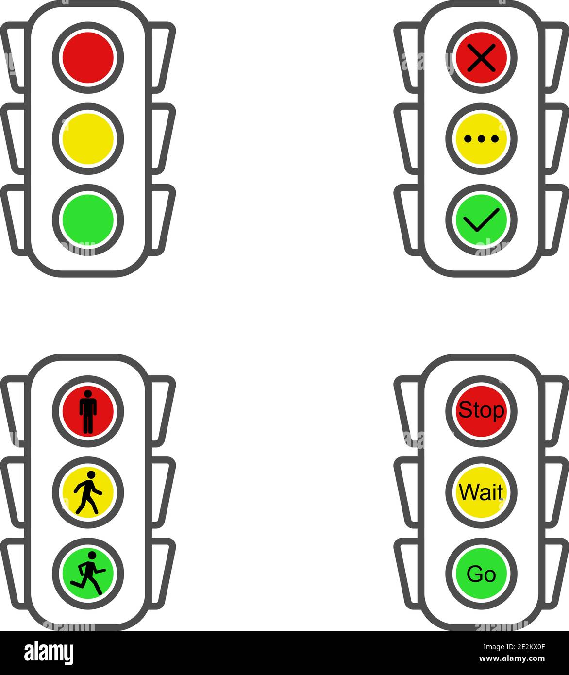 Traffic Light icons set yes, no and wait. Stand, walk and run. Eps10