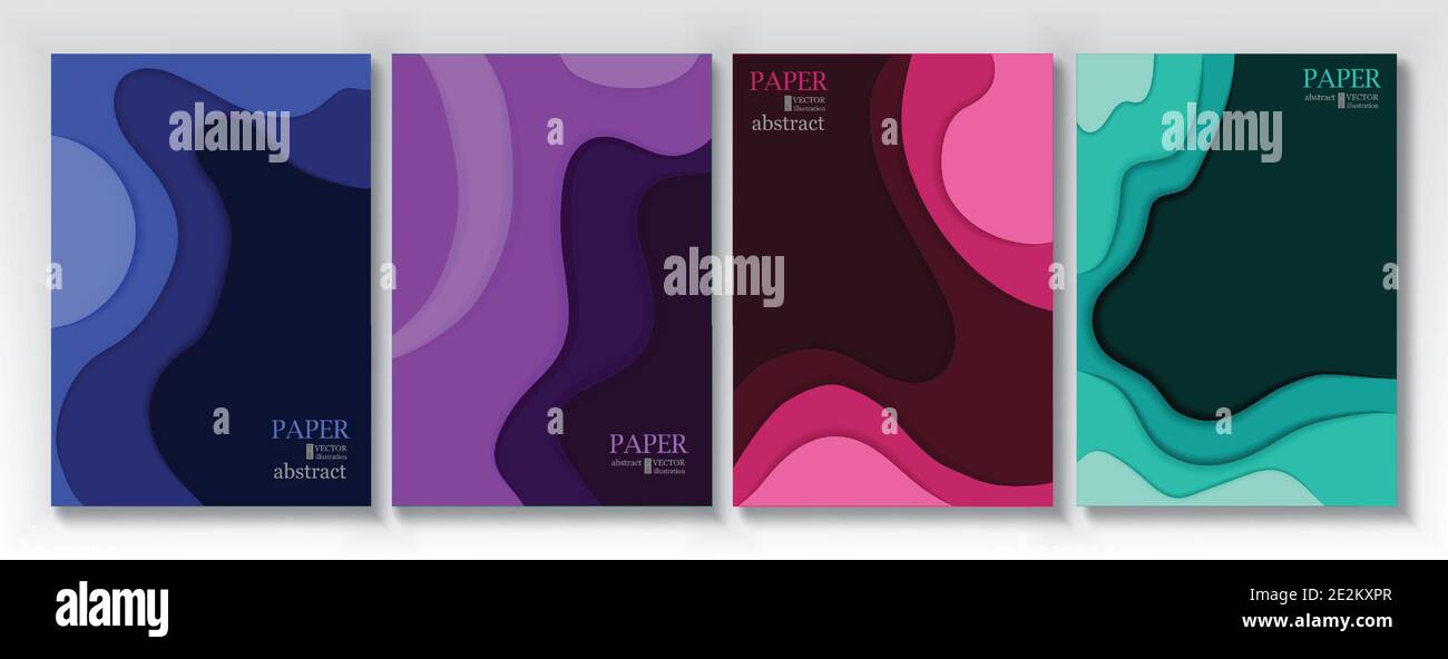 Vertical banners set with 3D abstract background and paper cut shapes ...