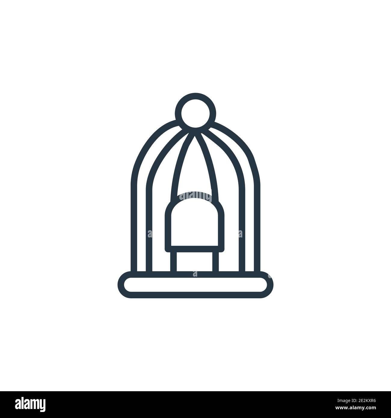 Bird cage outline vector icon. Thin line black bird cage icon, flat