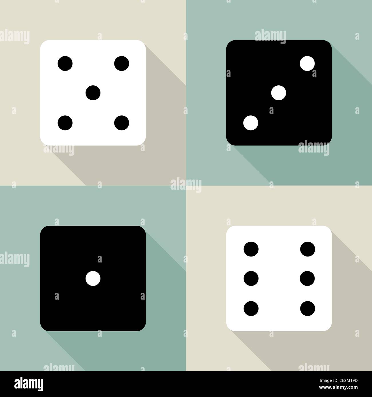 Set dice icon in flat dsign with shadow. Eps10 Stock Vector