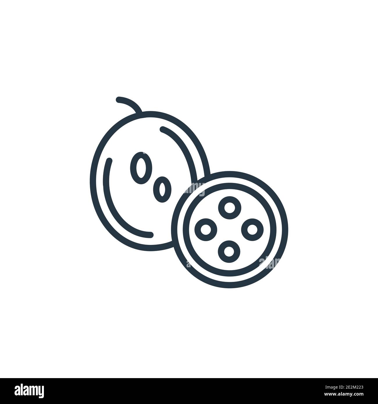 Passion fruit outline vector icon. Thin line black passion fruit icon ...