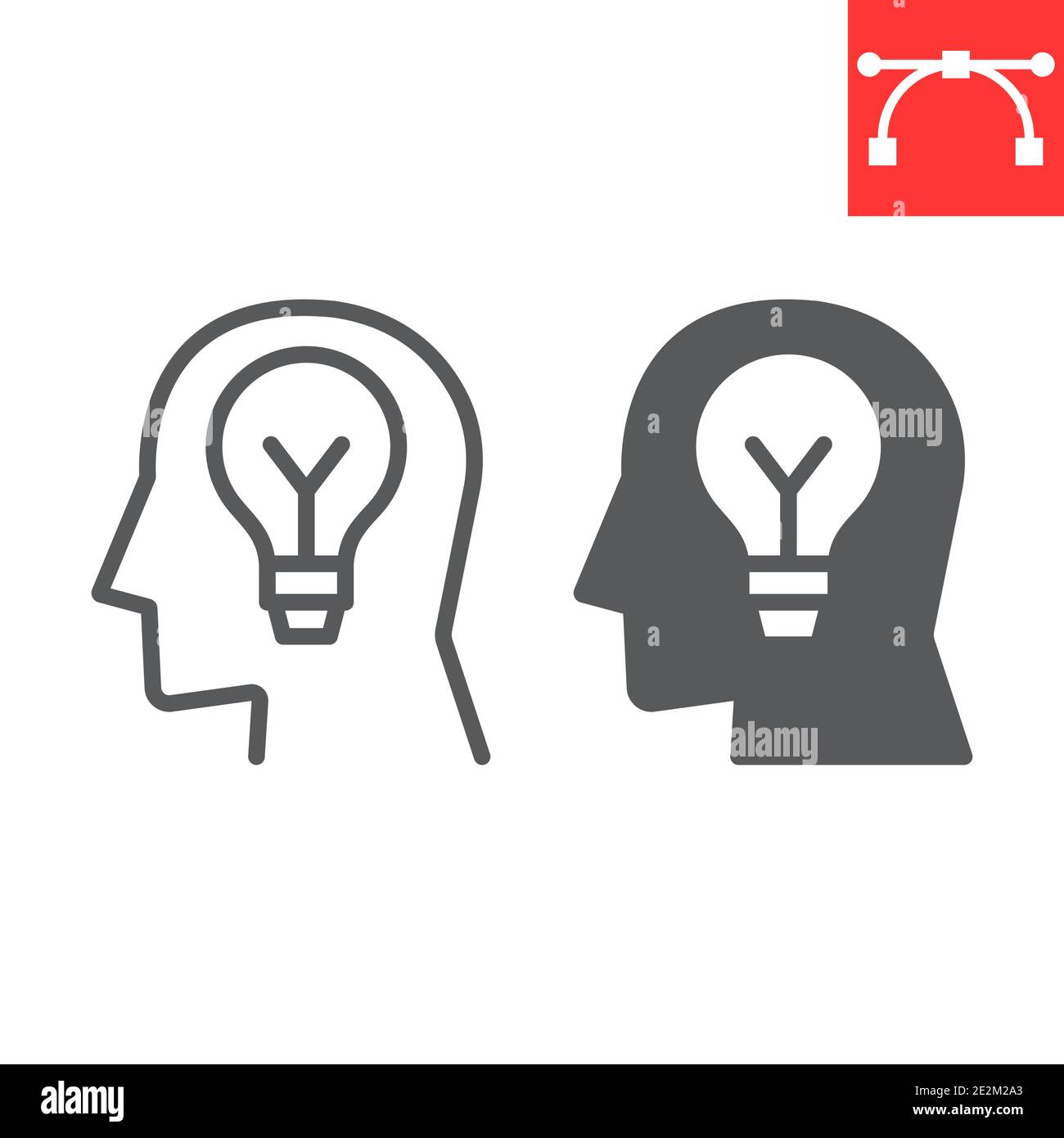 Inspiration line and glyph icon, lightbulb and brainstorm, creativity ...