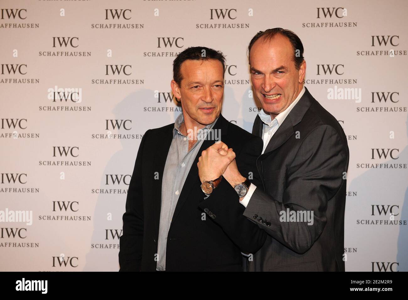 Michael Roll (L) and Herbert Knaup at the IWC Schaffhausen private dinner  reception during the Salon International de la Haute Horlogerie at the  Espace Secheron in Geneva, Switzerland on January 19, 2010.