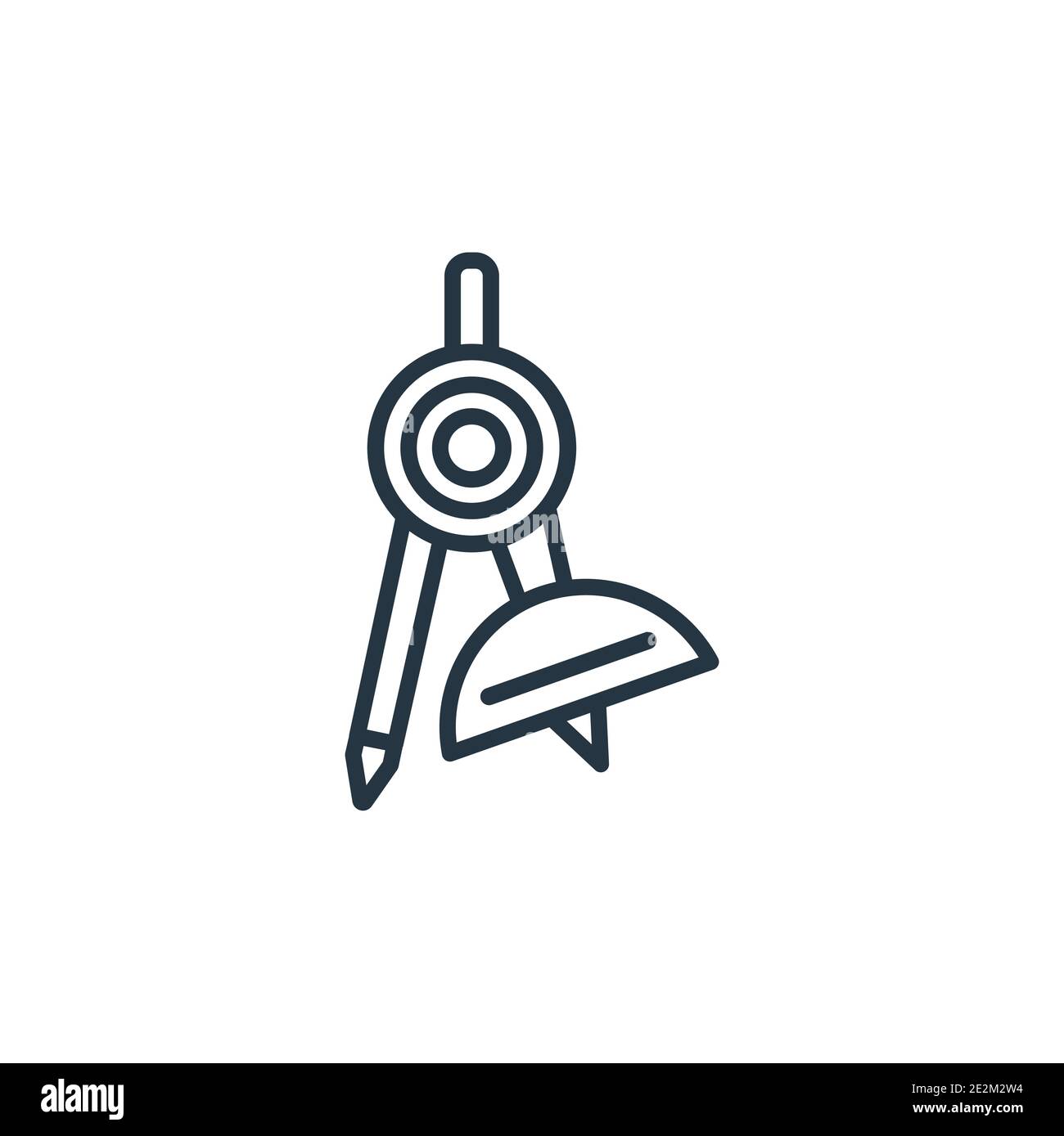Protractor outline vector icon. Thin line black protractor icon, flat vector simple element illustration from editable education concept isolated on w Stock Vector