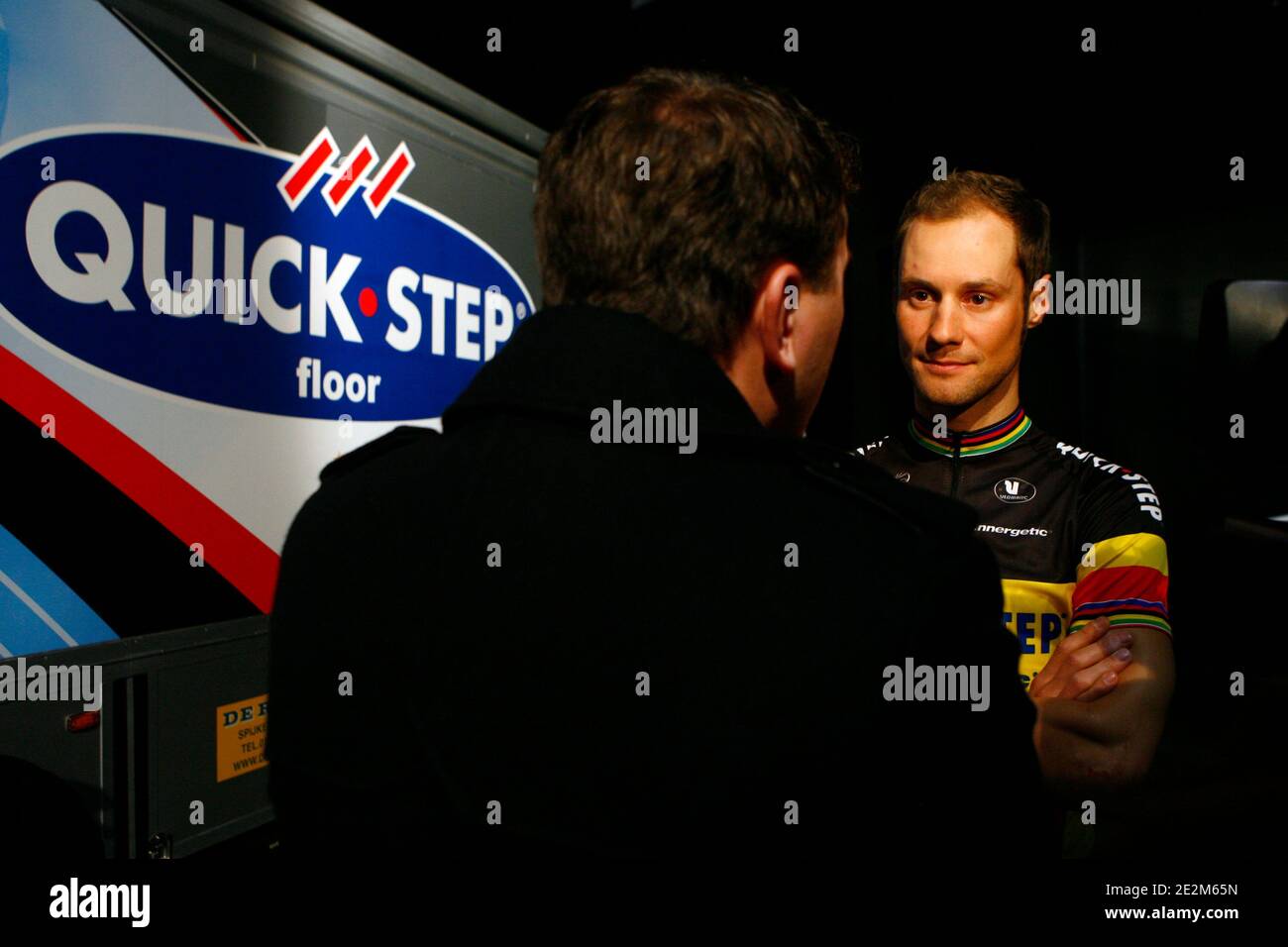 Team leader Tom Boonen during the presentation of the belgian Quick Step cycling team for 2010 season in Courtrai, Belgium on january 22, 2010. Photo by Mikael LIbert/ABACAPRESS.COM Stock Photo