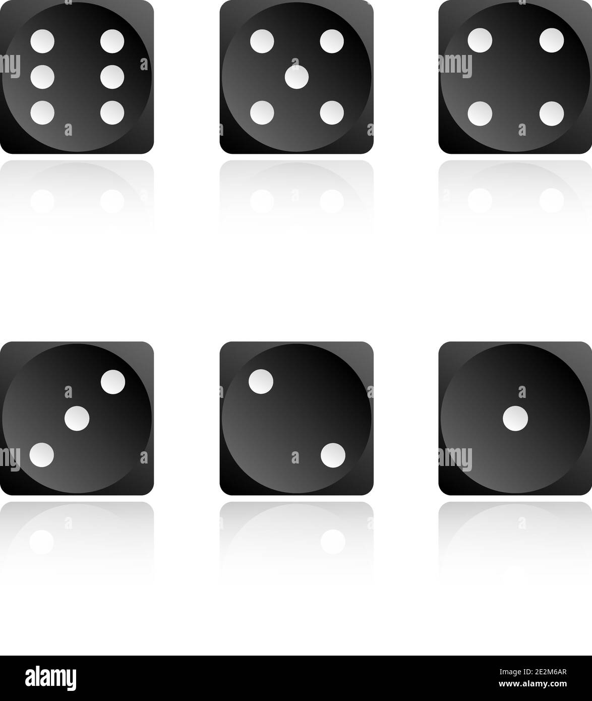 Set of Dice icons. Dice with glasses shadow. Vector Illustration. Eps 10 Stock Vector