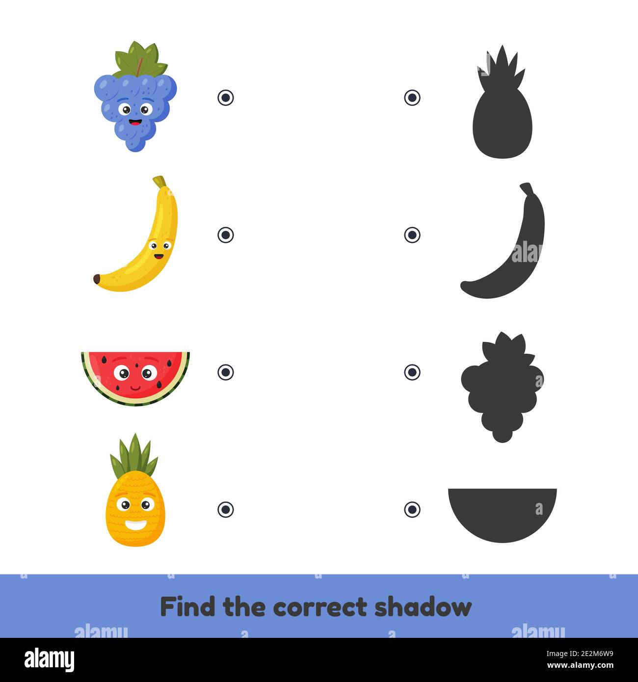 vector illustration matching game for kids preschool and kindergarten age find the correct shadow cute fruits stock vector image art alamy