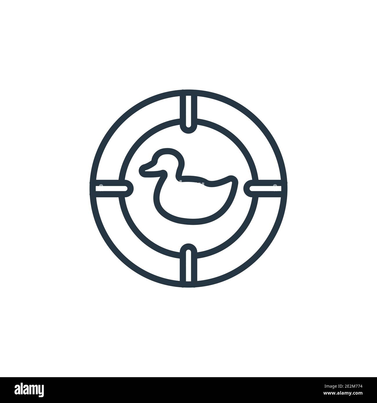 Shoot duck outline vector icon. Thin line black shoot duck icon, flat vector simple element illustration from editable entertainment concept isolated Stock Vector