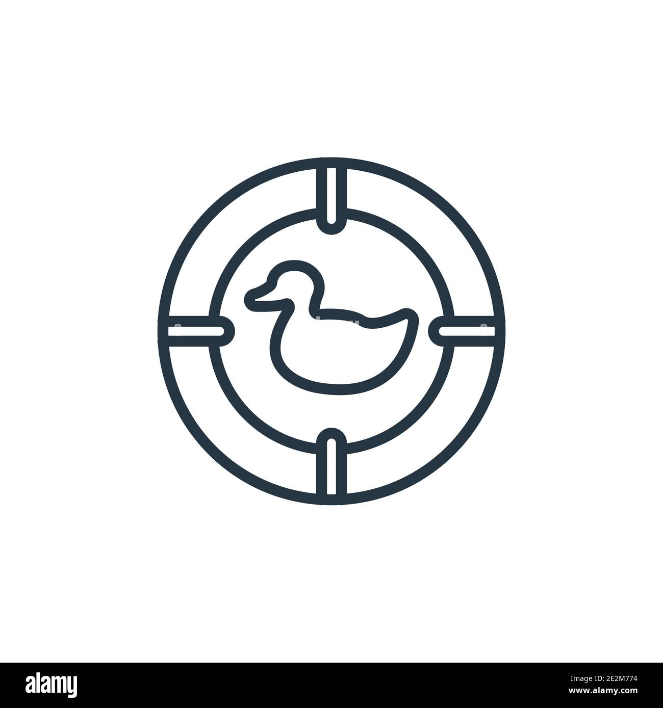 Shoot duck outline vector icon. Thin line black shoot duck icon, flat ...
