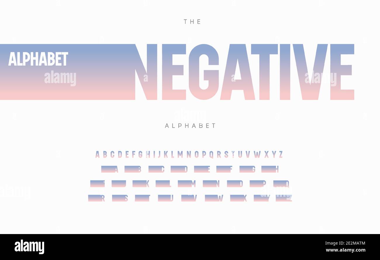 Negative space alphabet. Stunning color gradient font, condensed type for modern logo, headline, monogram, creative lettering and maxi typography Stock Vector