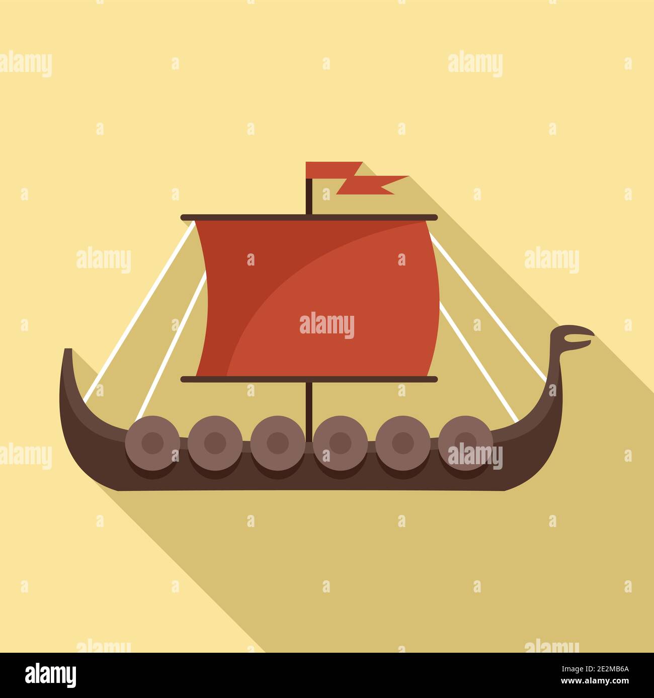 Viking ship icon, flat style Stock Vector