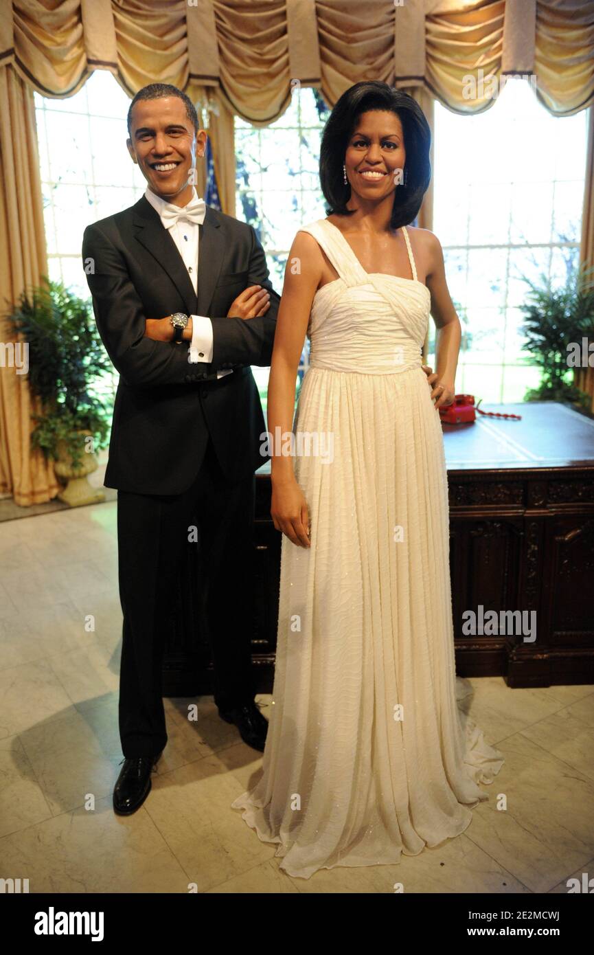 Wax figures of Michelle Obama and Barack Obama unveils a wax figure at
