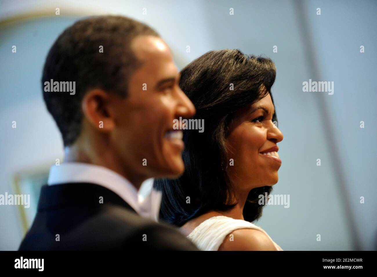 Wax figures of Michelle Obama and Barack Obama unveils a wax figure at