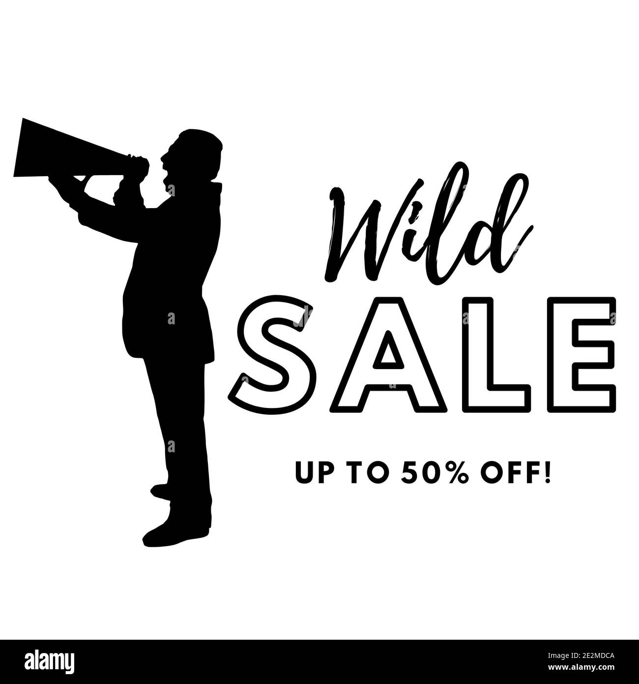 Illustration of the text 'wild sale' for design isolated on a white background Stock Photo