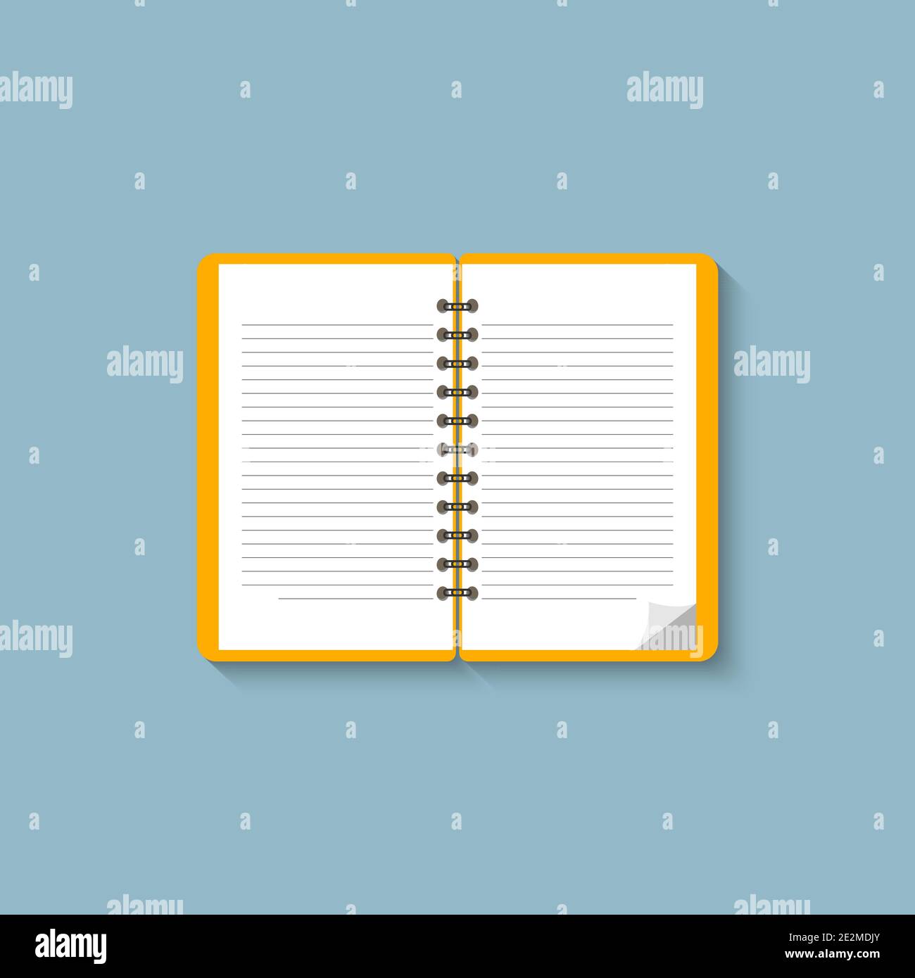 Notebook. Flat design. Notebook on blue background. Open notepad ...