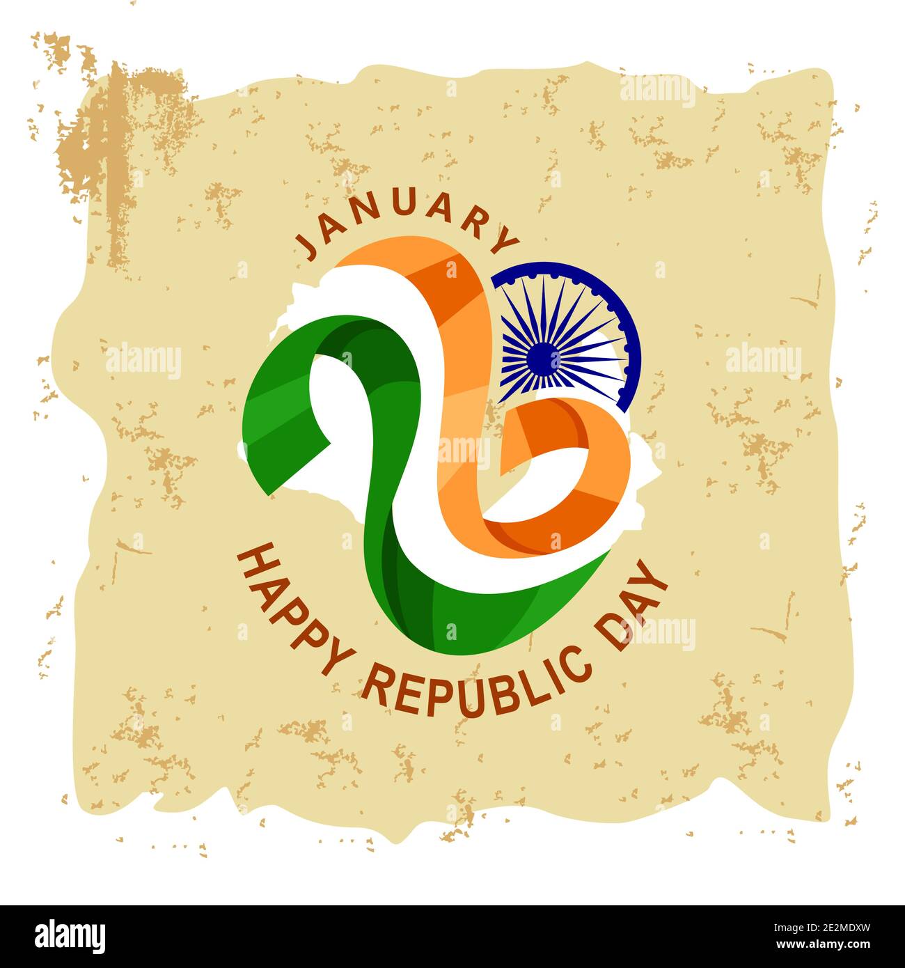 January 26, Republic day of India wish old page vector design Stock ...
