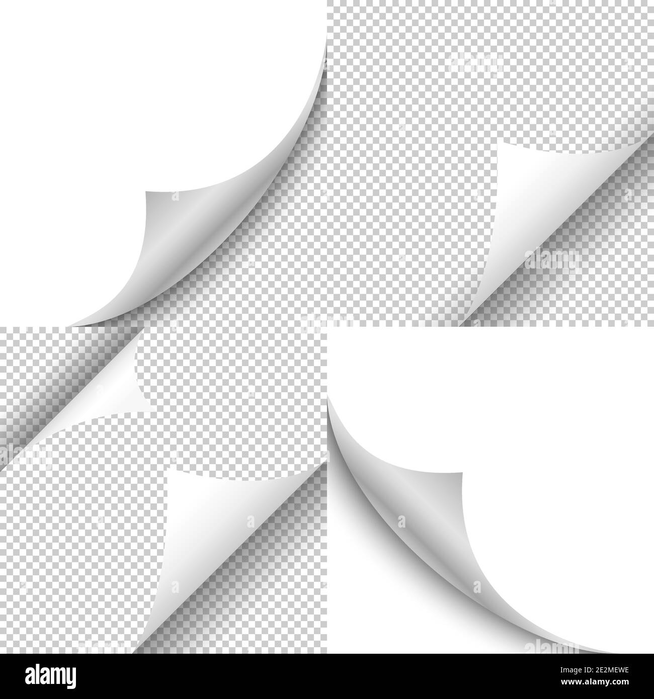 Set Realistic curled corner and shadow on transparent background Stock ...
