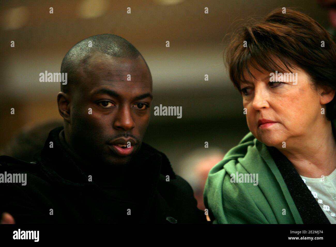 Ali Soumare and the first secretary of the Socialist Party (PS), Martine Aubry attend a national gathering of the secretaries of section of the Socialist Party at the Mutualite in Paris, France, on January 31, 2010. Photo by Jean-Luc Luyssen/ABACAPRESS.COM Stock Photo