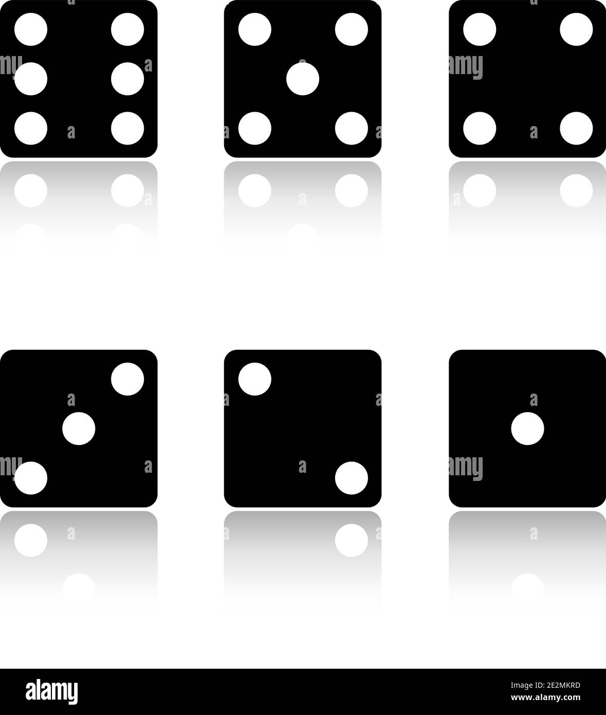 Set of Dice icons. Dice with glasses shadow. Vector Illustration. Eps
