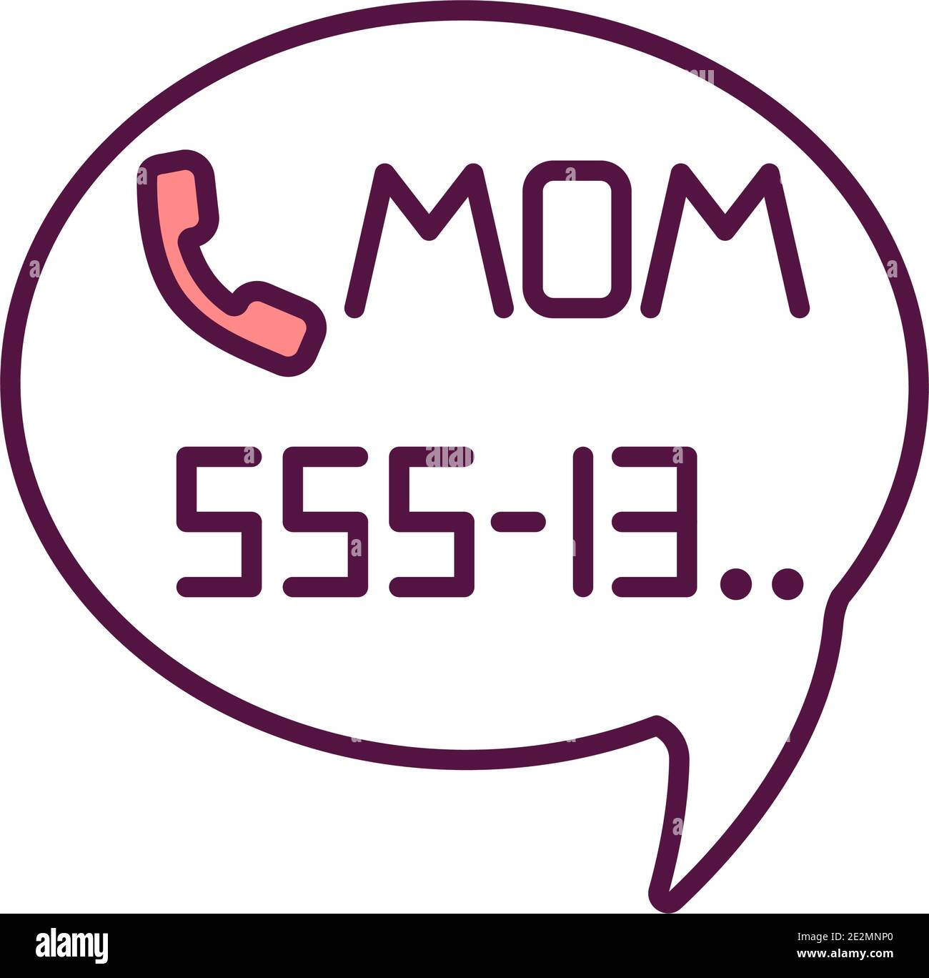 Call mom's phone number RGB color icon Stock Vector