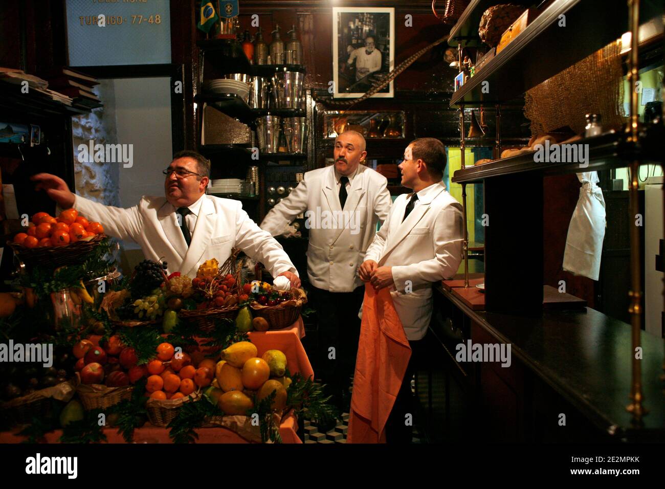 Louis Gadby, one of both owners, and his team pictured at L'Ami Louis restaurant in Paris, France December 11, 2009. Photo by Jean-Luc Luyssen/ABACAPRESS.COM Stock Photo