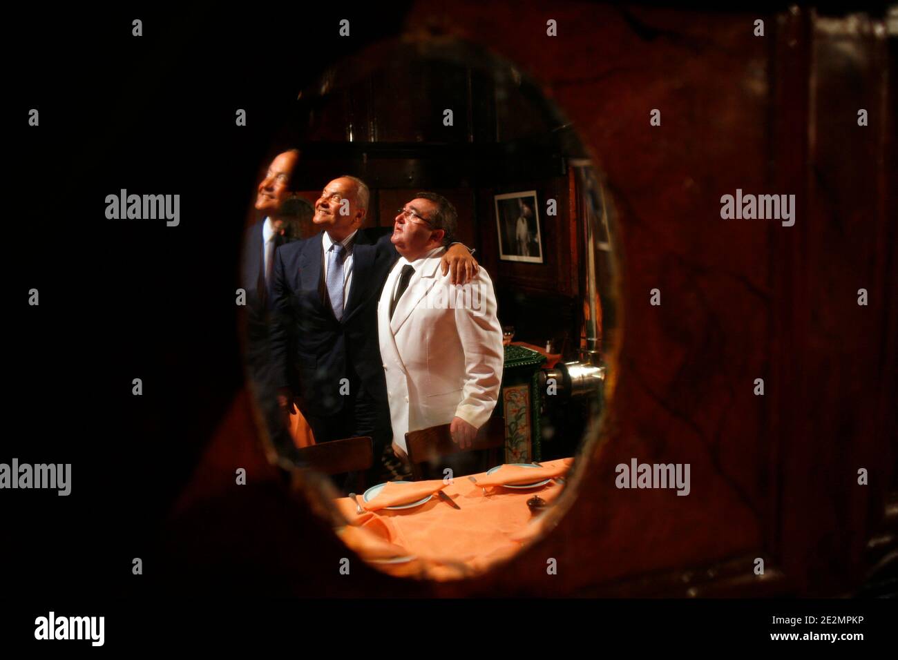 The owners Thierry de la Brosse and Louis Gadby pose at L'Ami Louis restaurant in Paris, France December 11, 2009. Photo by Jean-Luc Luyssen/ABACAPRESS.COM Stock Photo