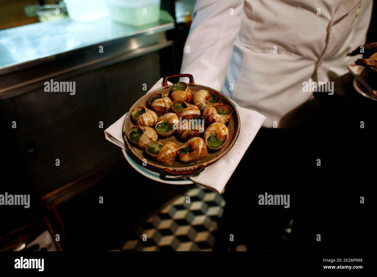 View of snails at L'Ami Louis restaurant in Paris, France January 28, 2010. Photo by Jean-Luc Luyssen/ABACAPRESS.COM Stock Photo