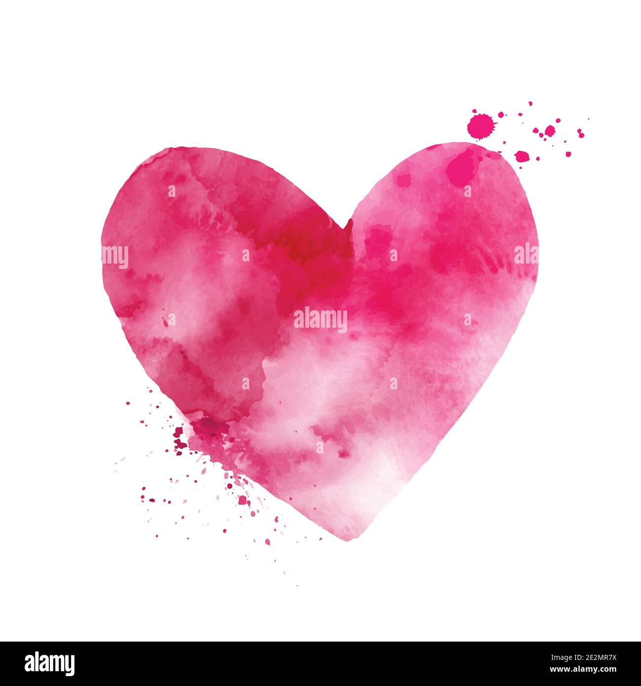 Watercolor pink heart shape art hand-painted isolated on white ...