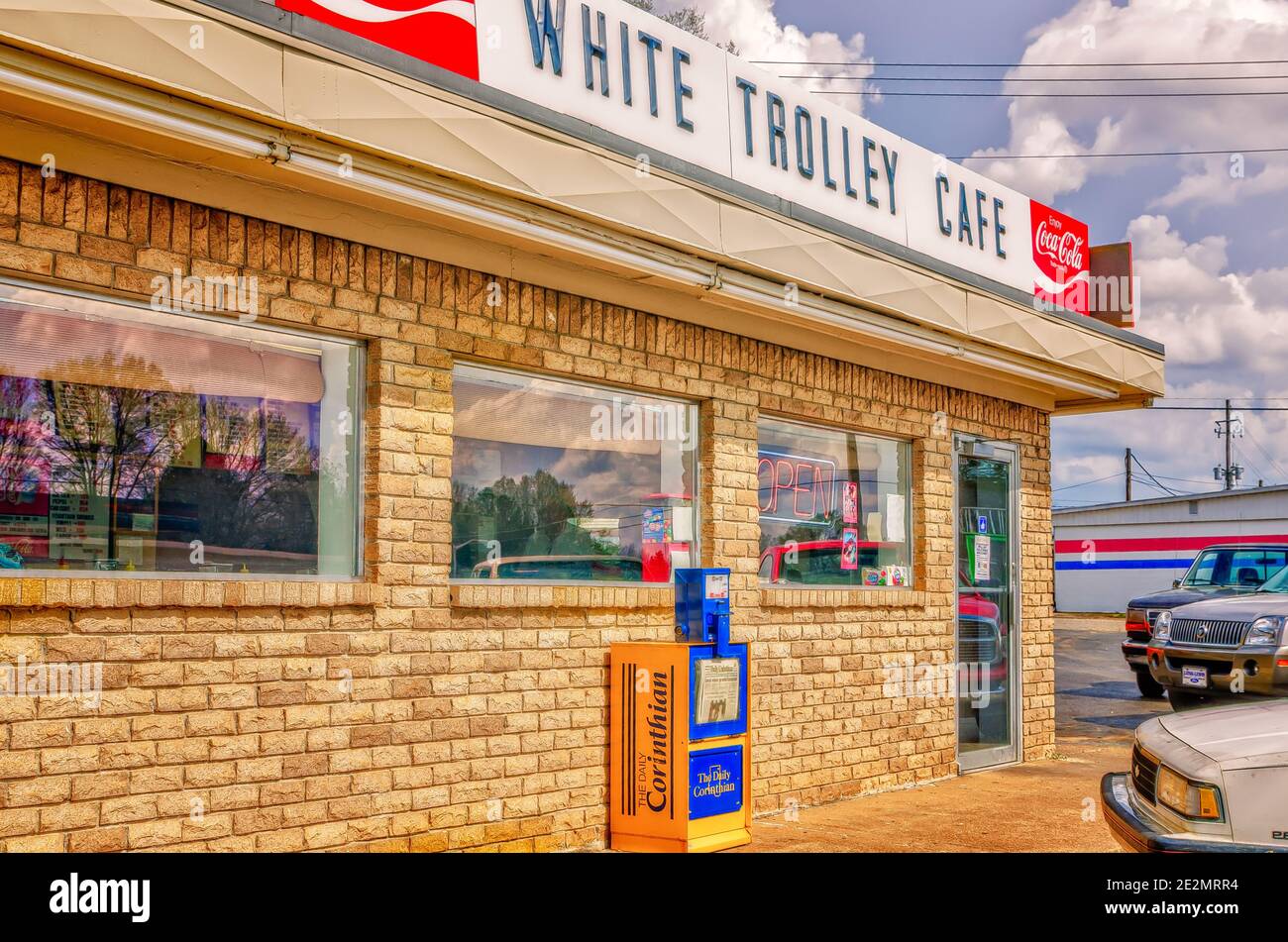 White Trolley Cafe is pictured, March 14, 2012, in Corinth, Mississippi. The diner is known for its slugburger. Stock Photo