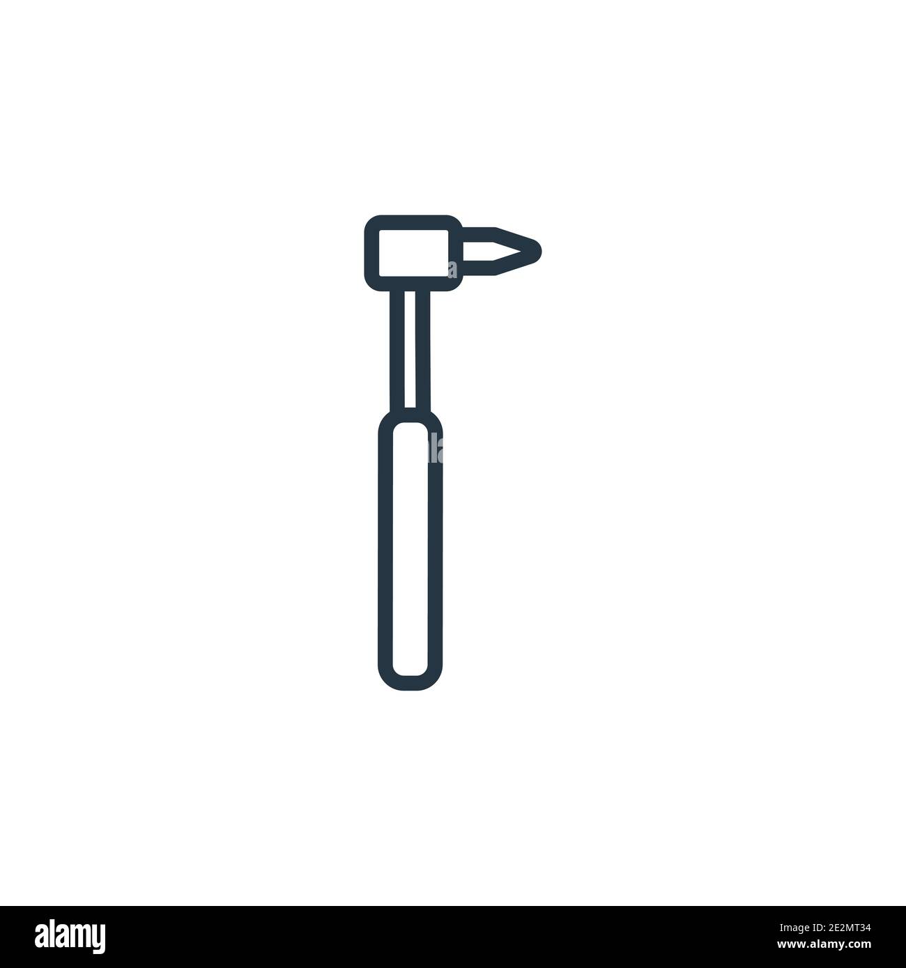 Dentists drill tool outline vector icon. Thin line black dentists drill tool icon, flat vector simple element illustration from editable dentist conce Stock Vector