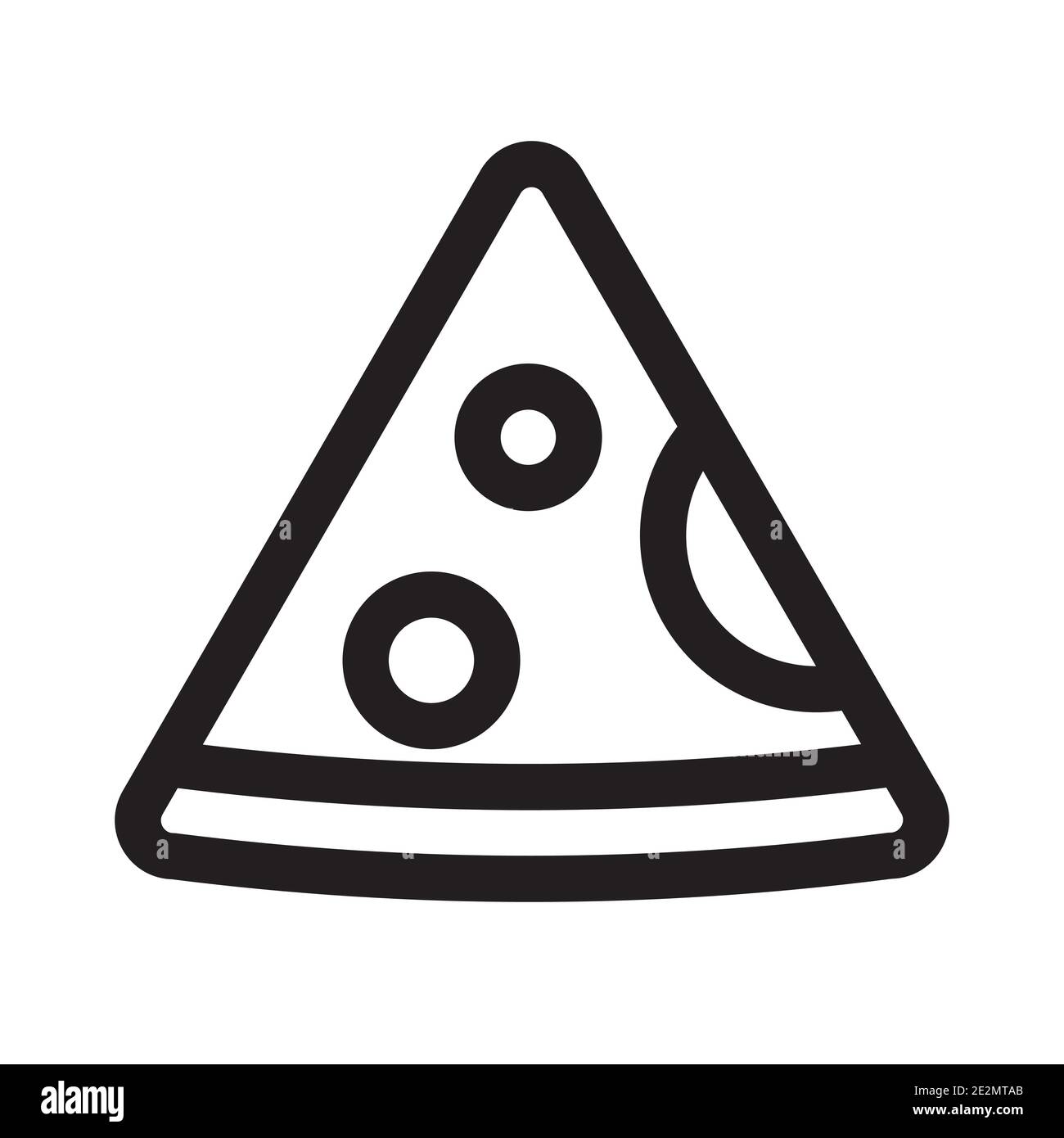 Slice of pizza outline icon isolated on white background. Stock Vector