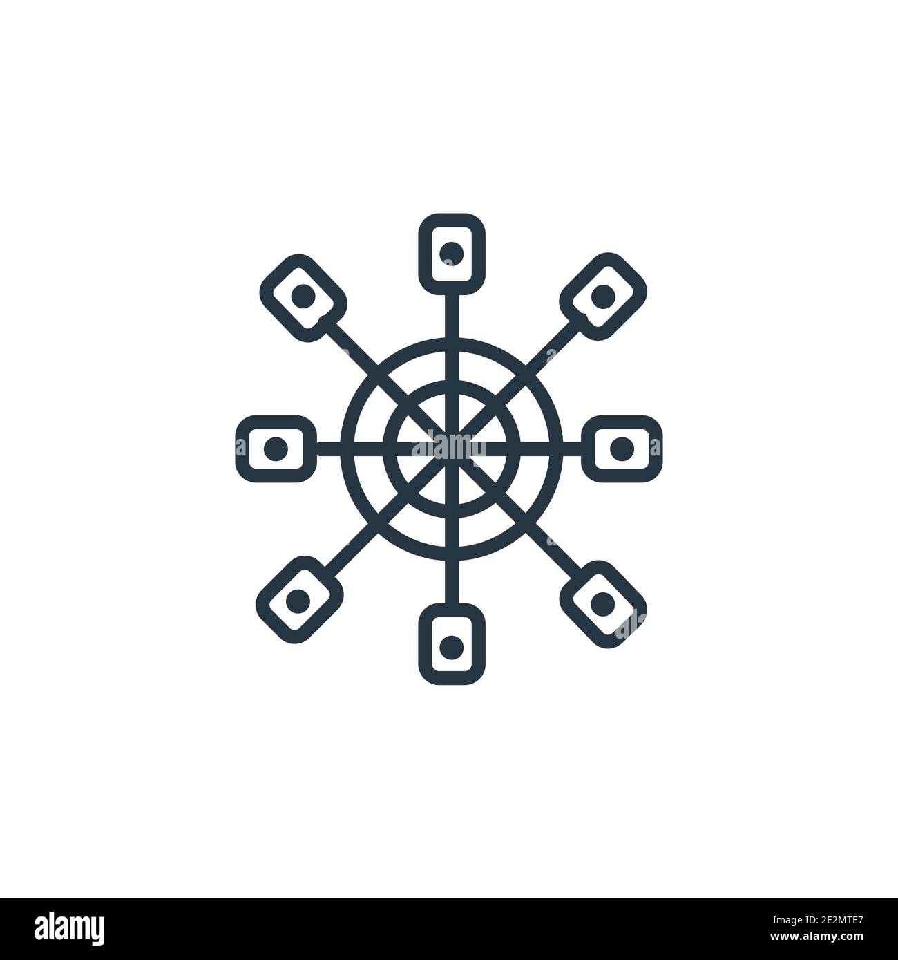 Buddhism wheel outline vector icon. Thin line black buddhism wheel icon, flat vector simple element illustration from editable food concept isolated s Stock Vector