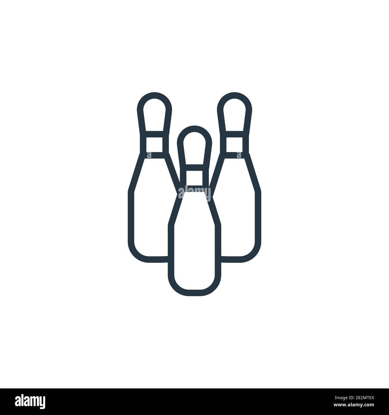 Bowling pins outline vector icon. Thin line black bowling pins icon