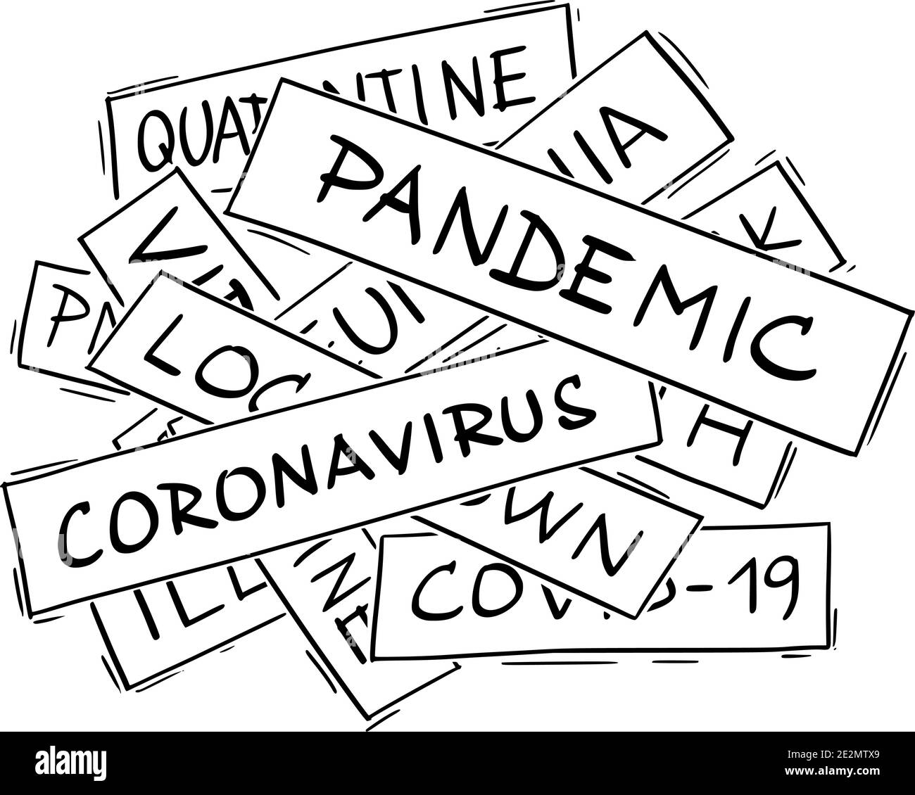 Vector illustration or drawing of covid-19 coronavirus epidemic theme collage. Stock Vector