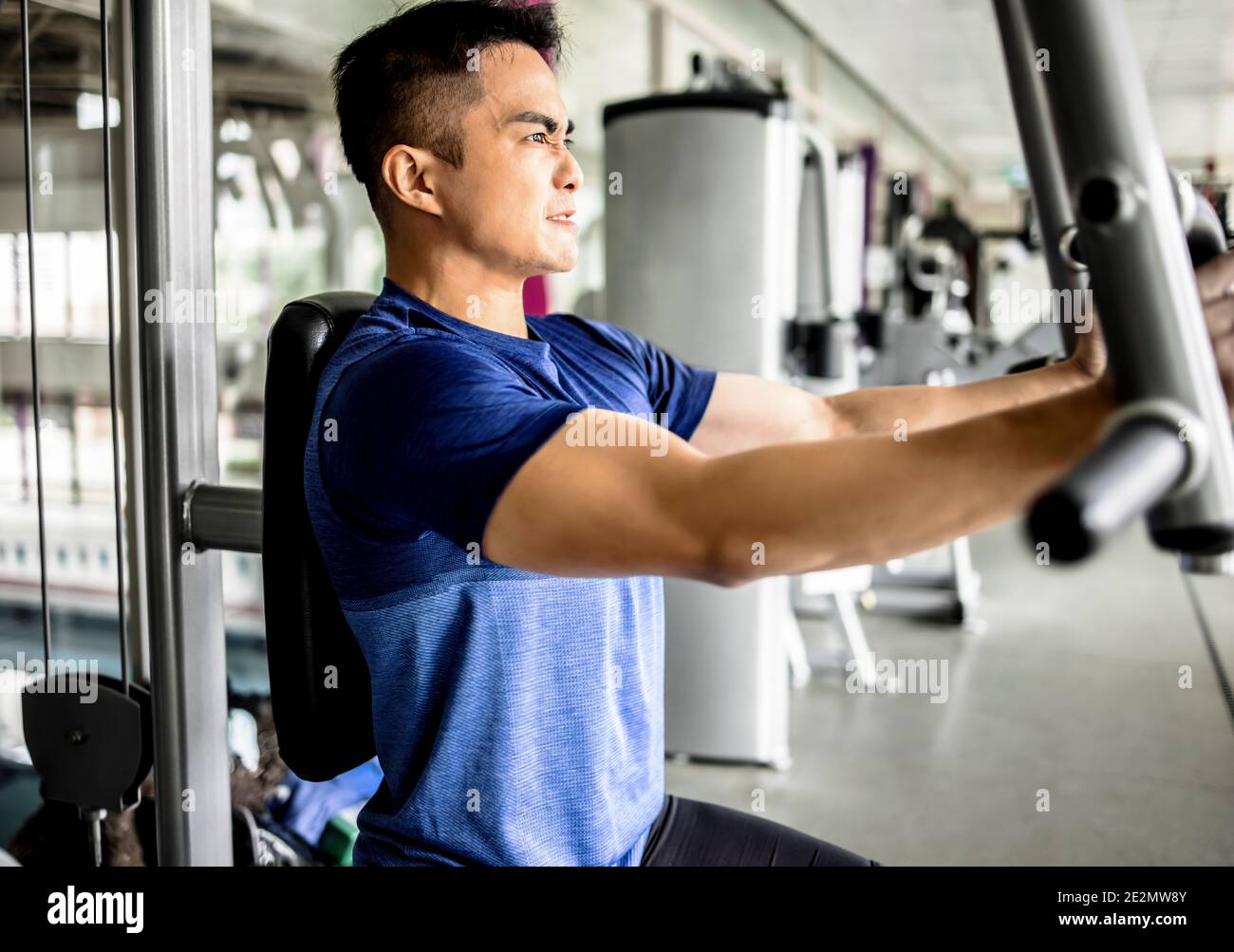 Young Male Doing Chest Exercises in the Gym Stock Image - Image of