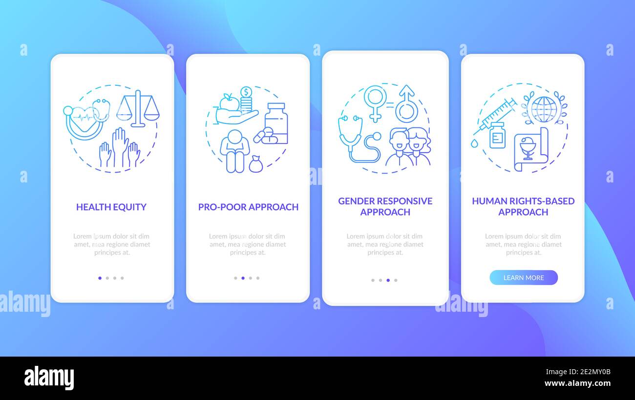 Health programs principles onboarding mobile app page screen with concepts Stock Vector