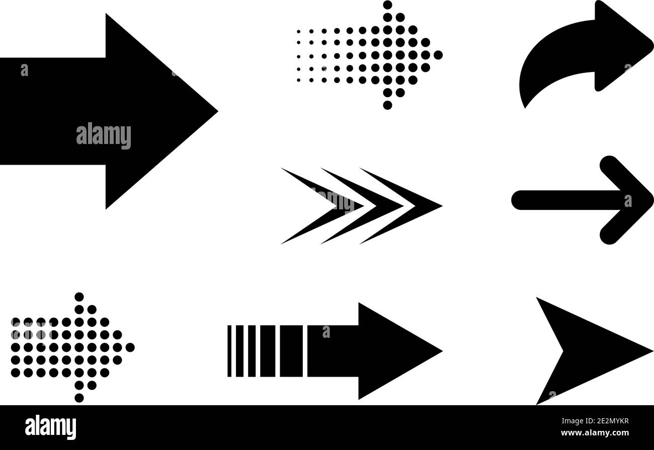 Set Arrow black icon. Arrow in flat style for your design Stock Vector ...